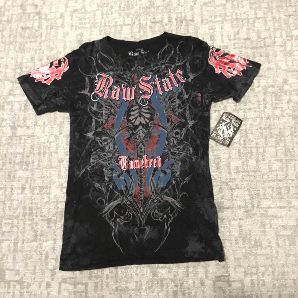 Ed Hardy Black and Red Graphic Tee